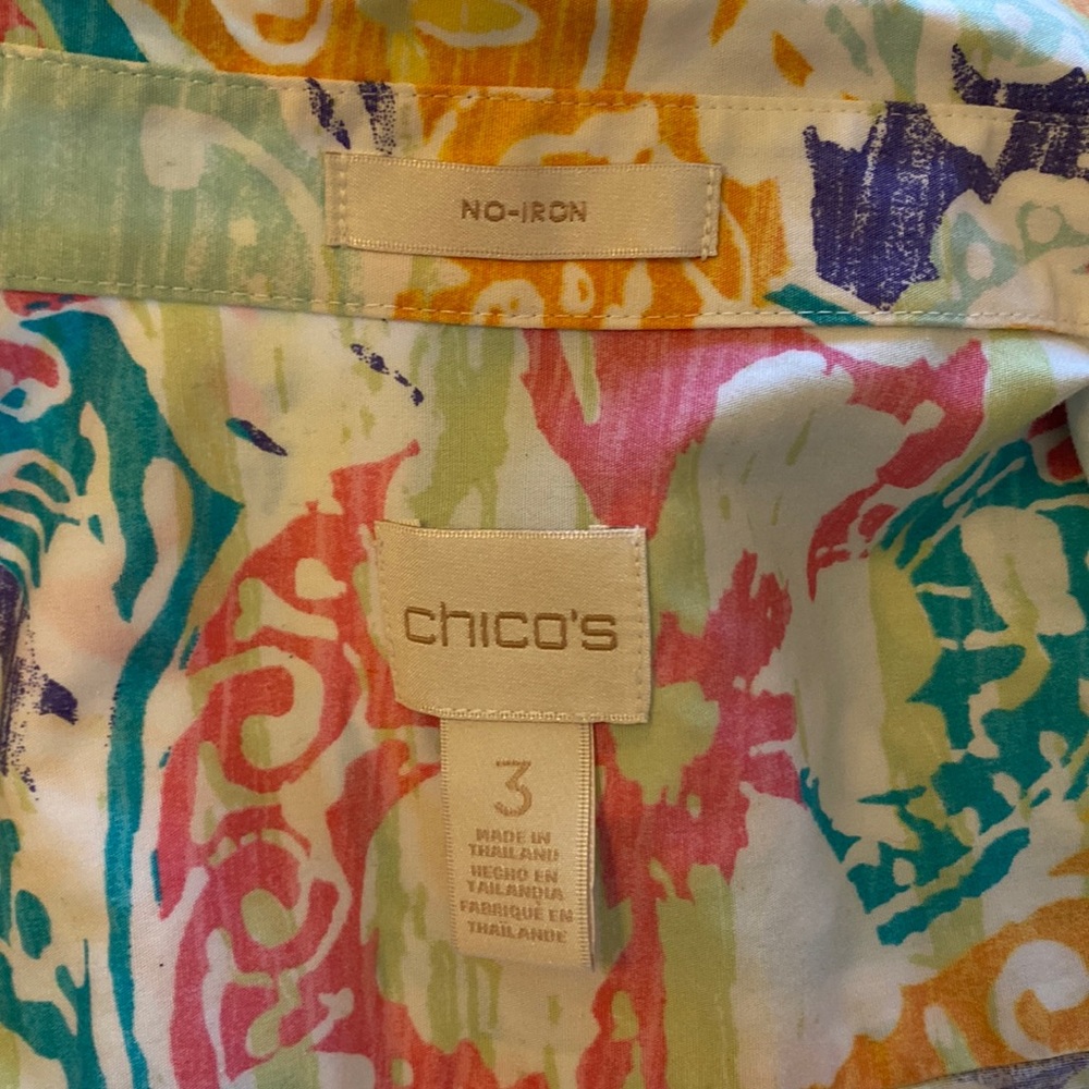 CHICO'S Pastel 3/4 Sleeve Tie-Front Blouse PLUS Shell/Tank Size 3 - Picture 6 of 11